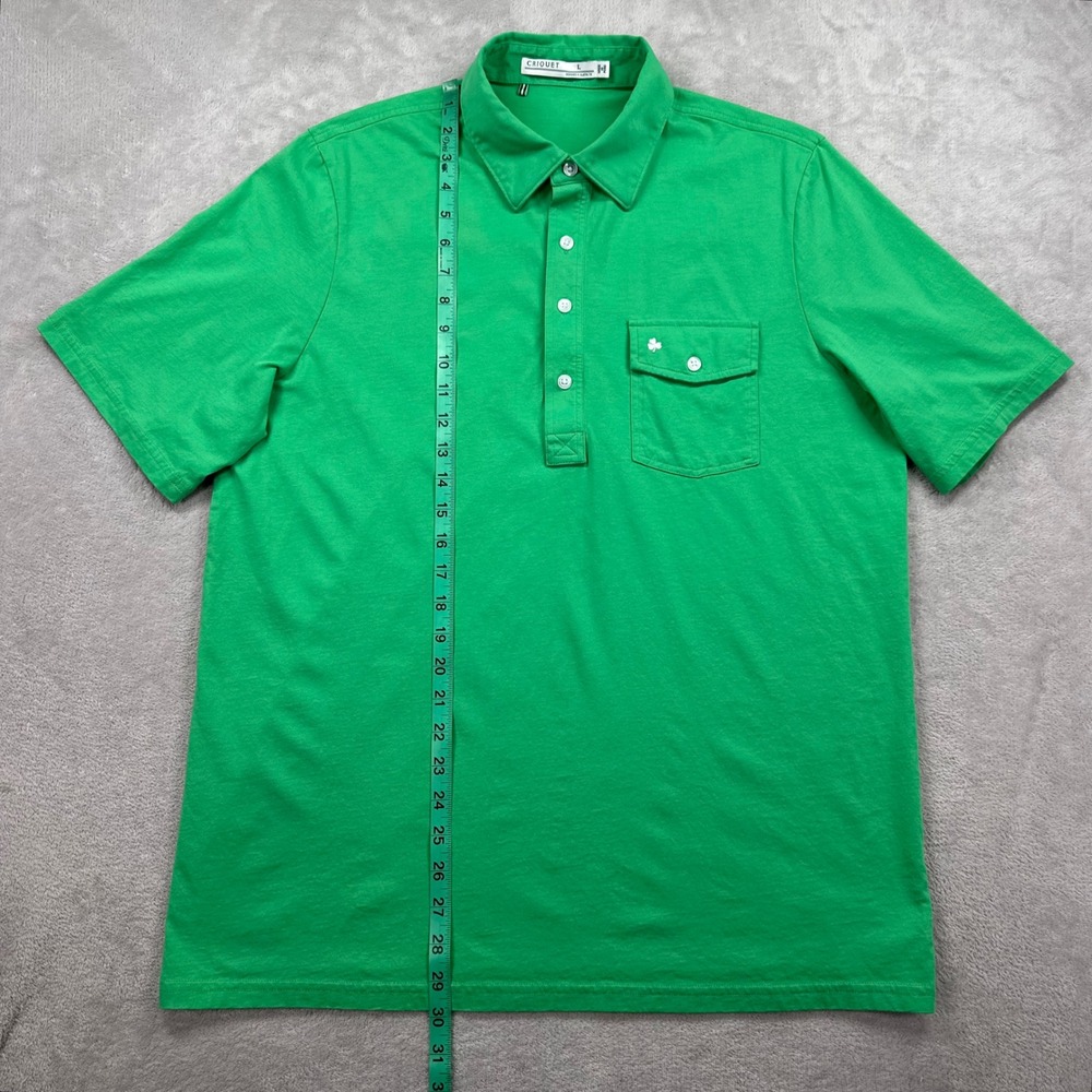 Criquet Polo Shirt Mens Large Green The Players Shirt Pima Cotton Short Sleeve - Picture 8 of 10